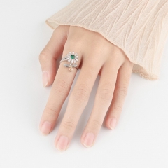 925 Mayorista De Anillo Abierto Giratorio De Flor De Abeja De Diamantes De Plata
