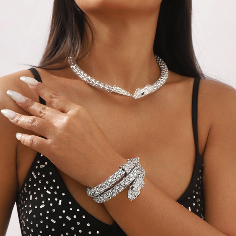 Full Diamond Snake Opening Bracelet Necklace Wholesaler