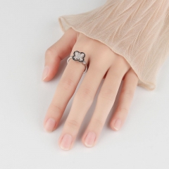 925 Silver Zircon Rotating Four Leaf Clover Opening Ring Wholesalers