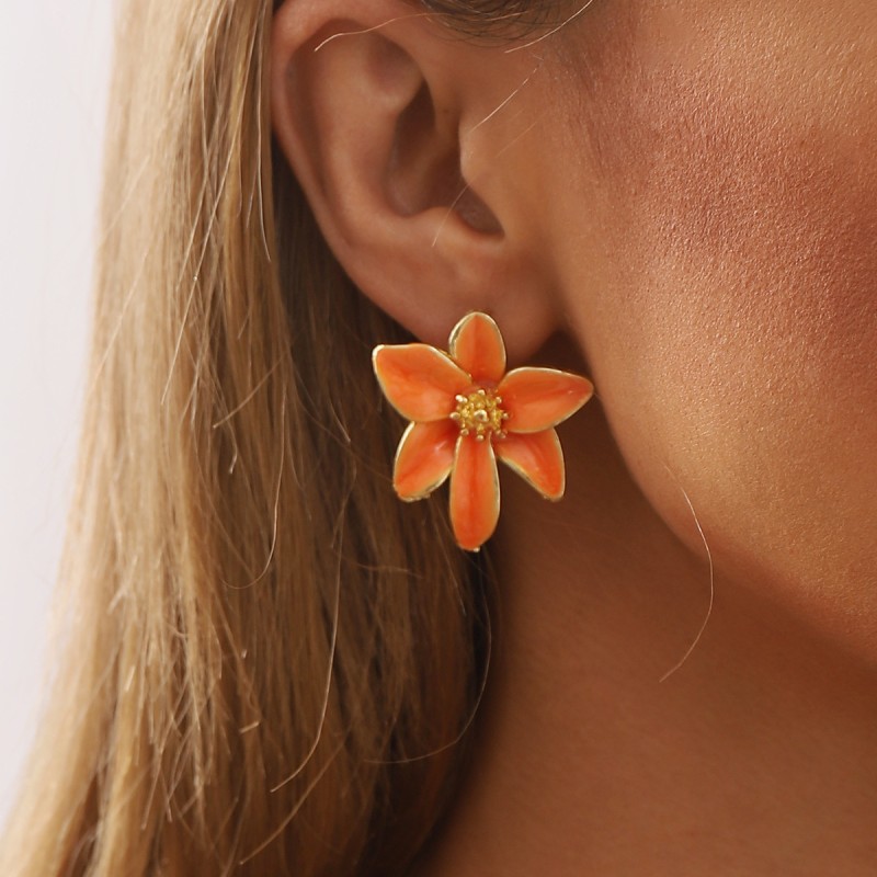 Color Enamel Flower Stud Earrings Wholesalers