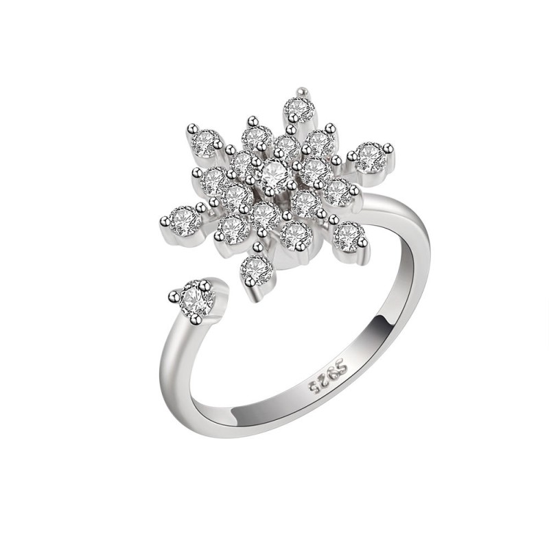 S925 Sterling Silver Rotating Snowflake Opening Ring Wholesalers