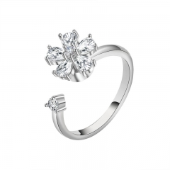 S925 Sterling Silver Rotating Diamond Flower Opening Ring Wholesaler
