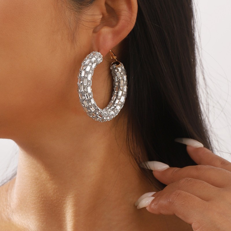 Full Diamond Circle Earrings Wholesalers