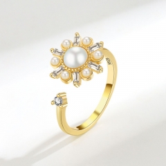 S925 Sterling Silver Rotating Pearl Opening Ring Wholesaler