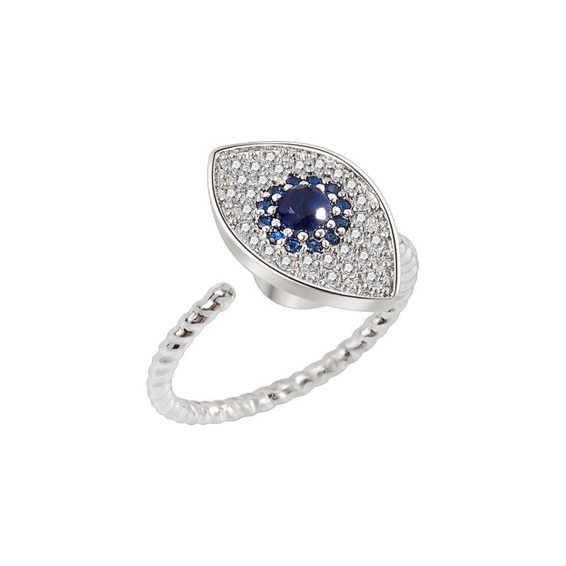 S925 Sterling Silver Diamond Devil's Eye Rotating Opening Ring Wholesaler