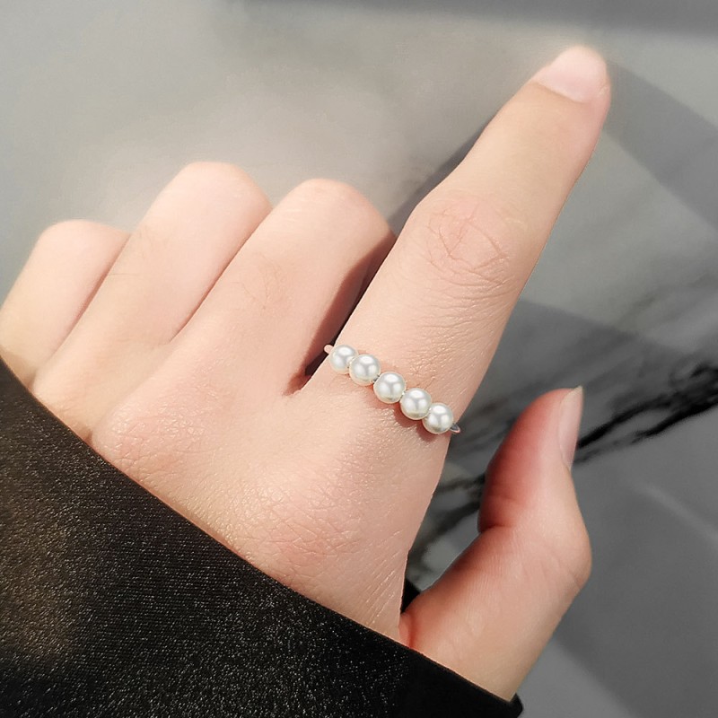 Mayorista De Anillo Abierto Giratorio De Perlas De Plata Esterlina S925