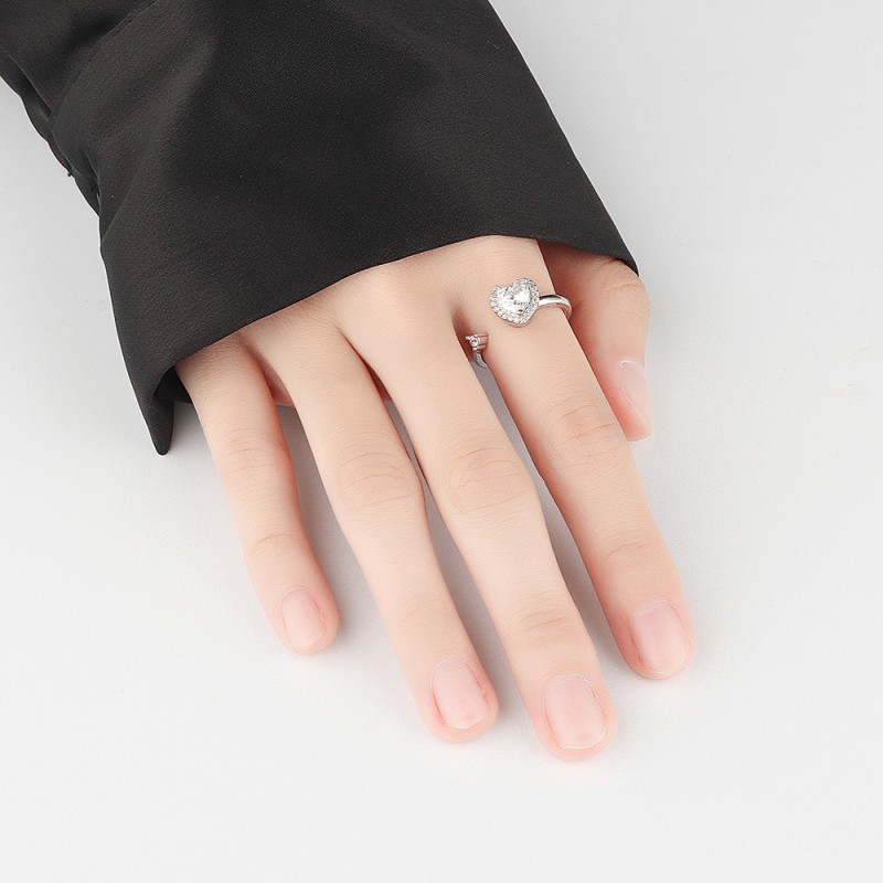 S925 Sterling Silver Diamond Love Revolving Opening Ring Wholesalers