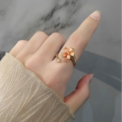 S925 Sterling Silver Diamond Flower Rotatable Opening Ring Wholesaler