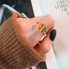 S925 Sterling Silver Six Color Rainbow Rotating Opening Ring Wholesalers