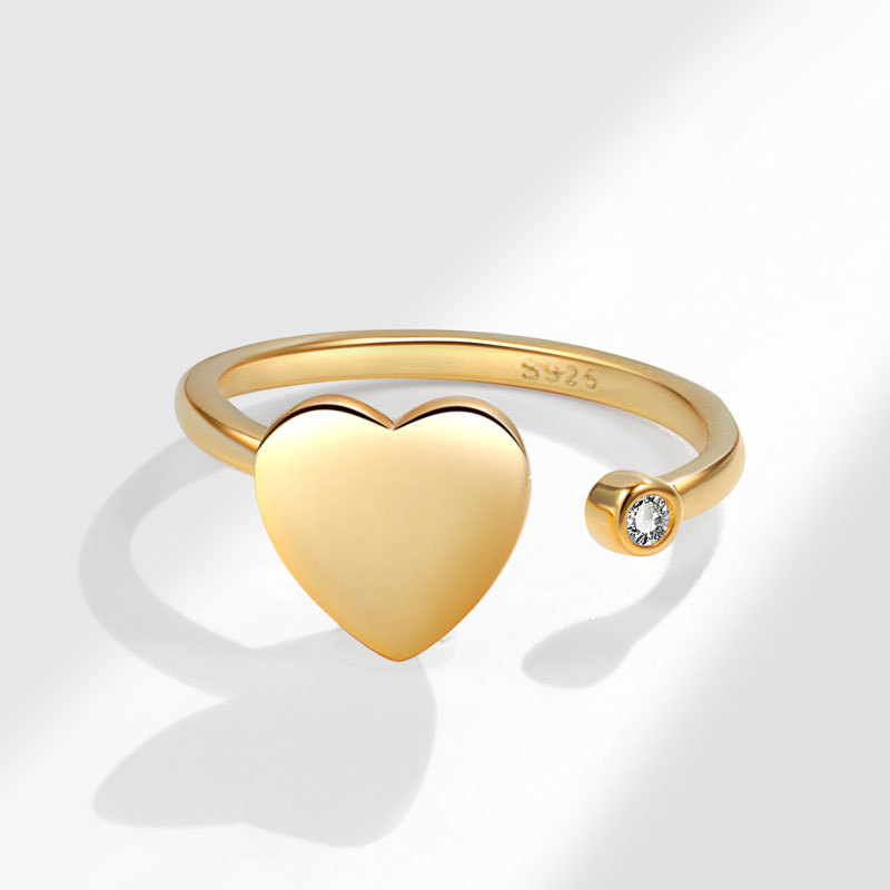 S925 Sterling Silver Rotating Heart Opening Ring Wholesalers