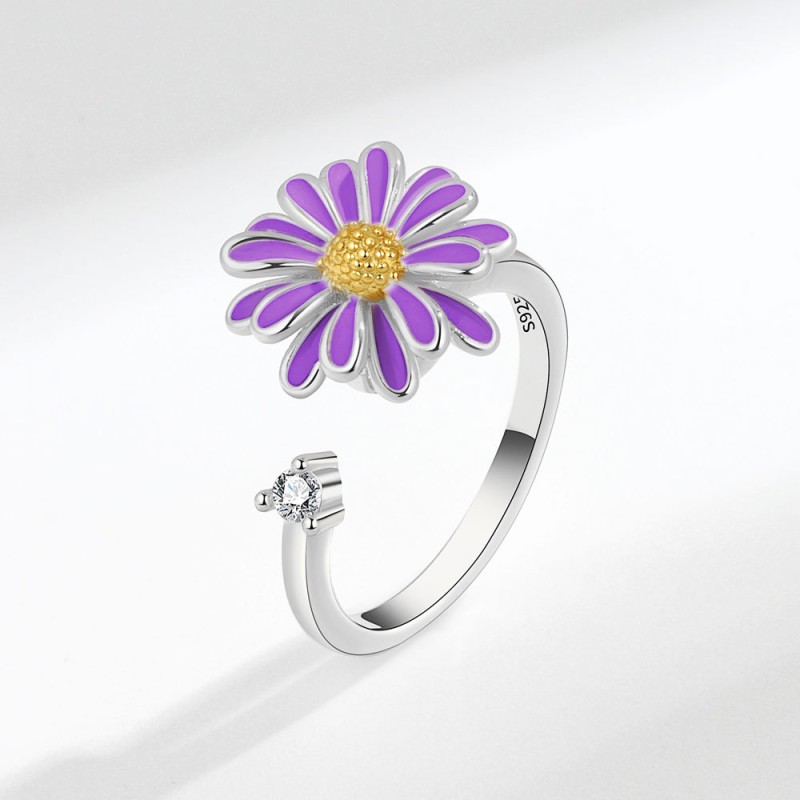 S925 Silver Sunflower Opening Ring Wholesalers