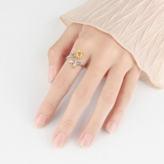 S925 Sterling Silver Diamond Sunflower Opening Ring Wholesalers