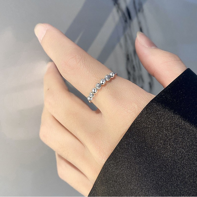 S925 Sterling Silver Rotating Beaded Decompression Opening Ring Wholesaler
