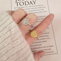 S925 Sterling Silver Rotatable Diamond Flower Ring Wholesaler