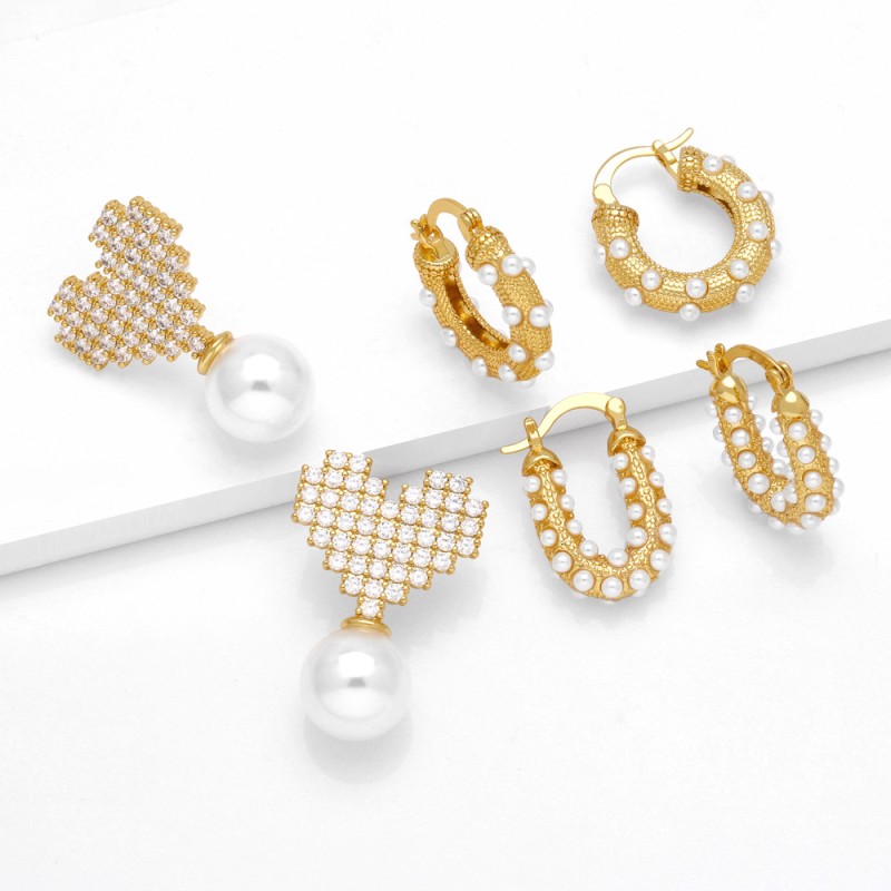 Mayorista De Pendientes De Perlas De Amor De Circón