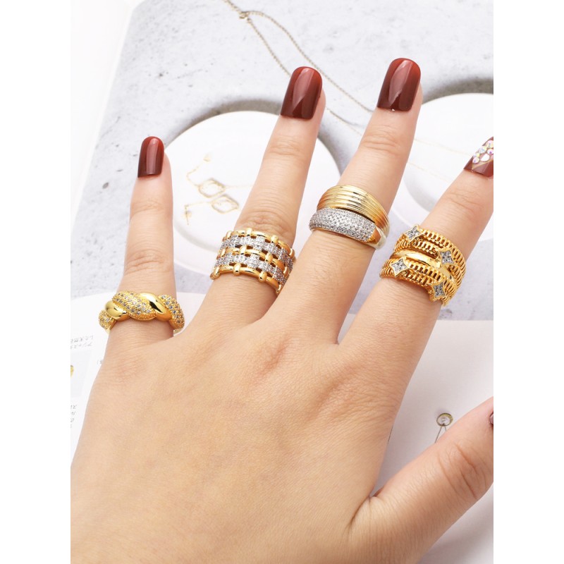 Zircon Double Layer Irregular Opening Ring Wholesalers