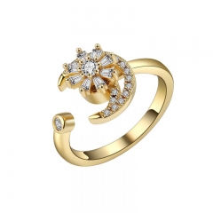 S925 Anillo Abierto Giratorio De Flores De Diamantes Mayorista