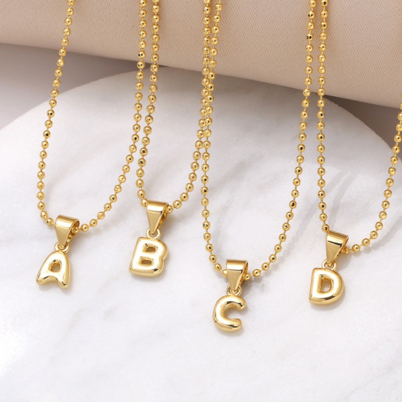 26 Letters Beaded Glossy Necklace Wholesaler