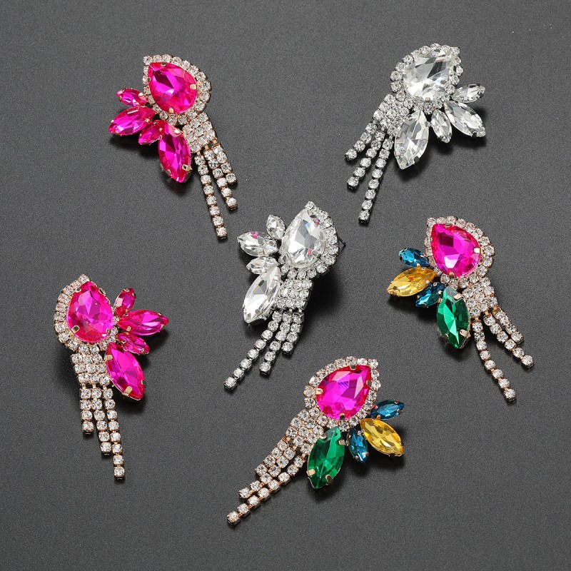 Mayorista De Pendientes De Borla De Flores De Diamantes Completos