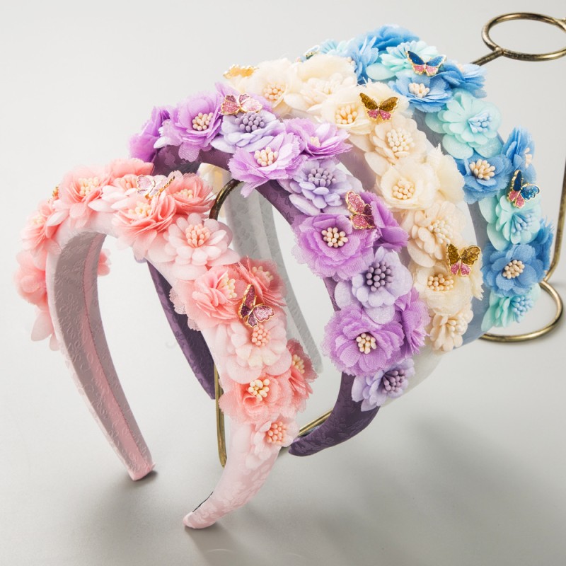 Fabric Flower Butterfly Wide-brimmed Hairband Wholesalers