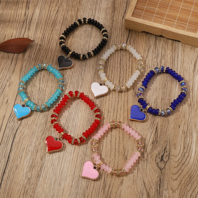 Diamond Round Beads Love Pendant Bracelet Wholesalers