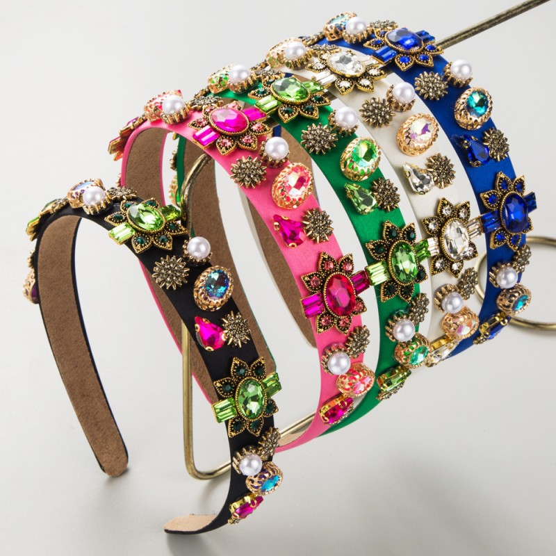 Diamond Pearl Flower Wide Brim Hairband Wholesaler