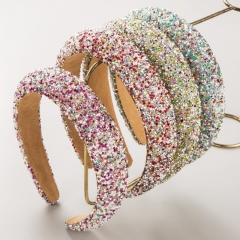 Mayorista De Diadema De Borde Ancho De Esponja De Perlas De Diamante Completo
