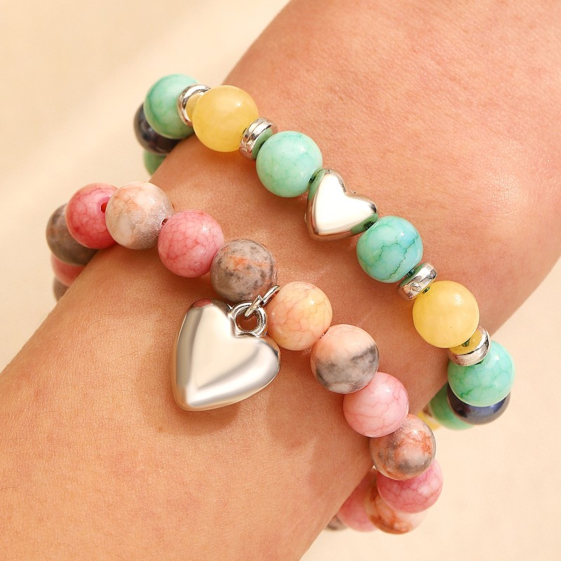 Beaded Heart-shaped Woven Adjustable Bracelet Wholesalers