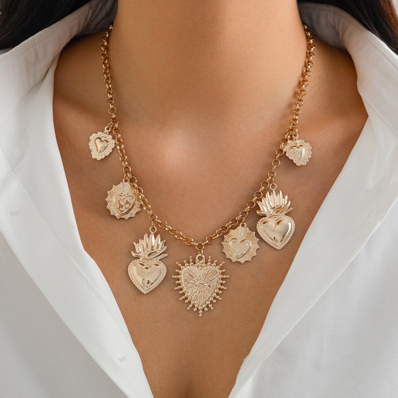 Flame Peach Heart Pendant Necklace Wholesaler