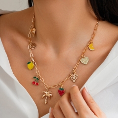 Cherry Coconut Tree Smiley Face Necklace Wholesaler