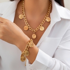 Juego De Pulsera De Collar De Cabeza De Doble Cara En Relieve Mayorista
