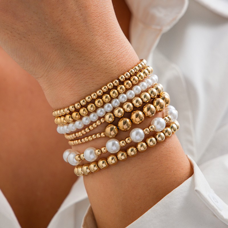 Mayorista De Pulsera Elástica Multicapa De Perlas