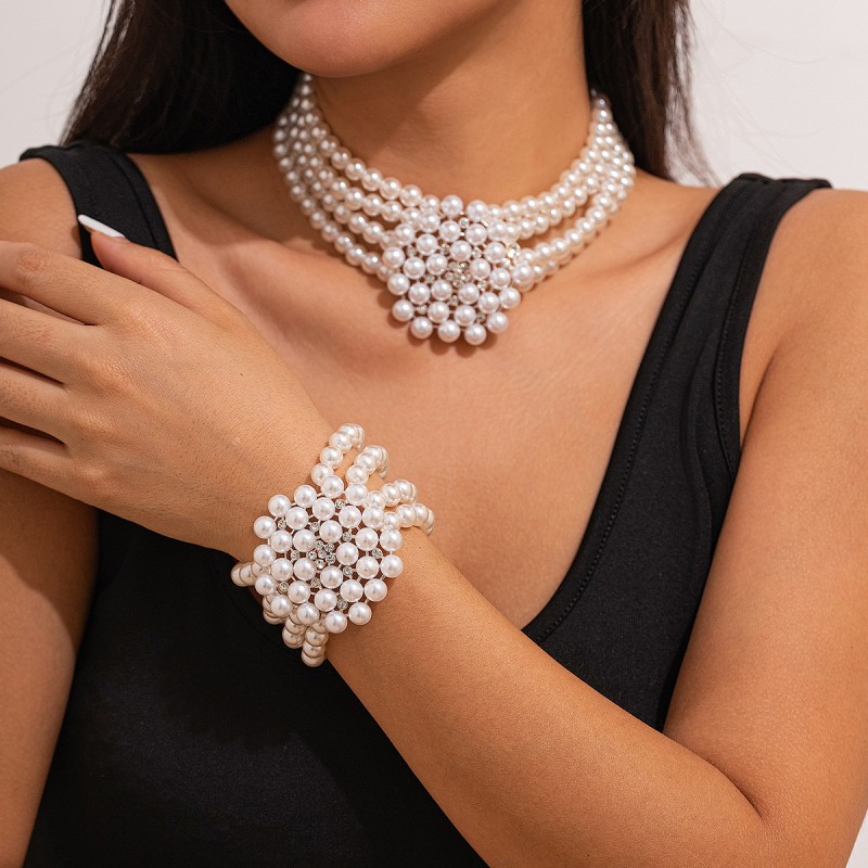 Diamond Multi-layer Pearl Necklace Bracelet Wholesaler