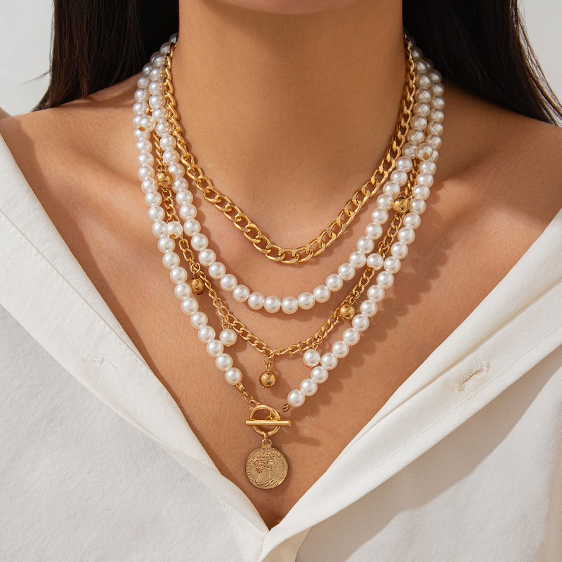 Embossed Multilayer Pearl Necklace Suit Wholesalers