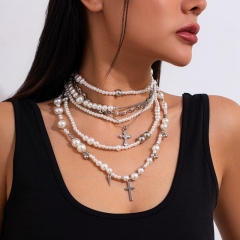 Pearl Cross Multilayer Clavicle Chain Wholesaler