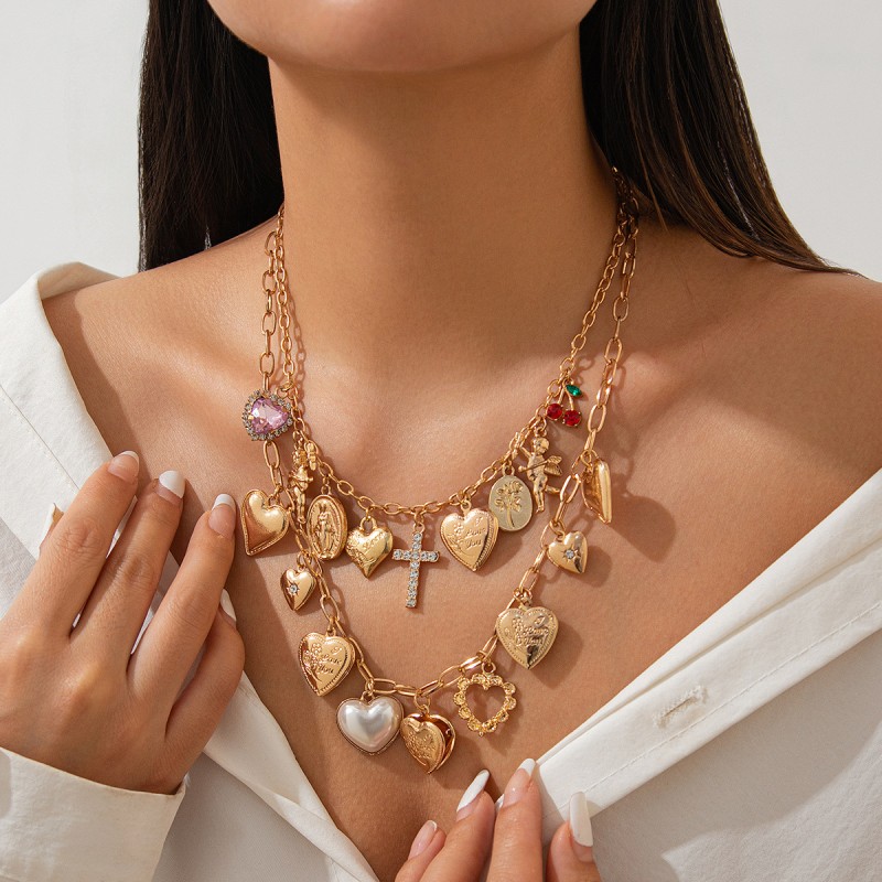 Mayorista De Collares Apilados Con Cruces De Diamantes