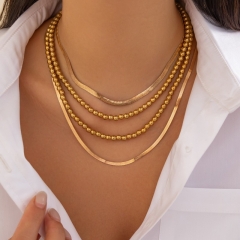 Juego De Collar De Cadena De Serpiente Plana Con Cuentas Al Por Mayor