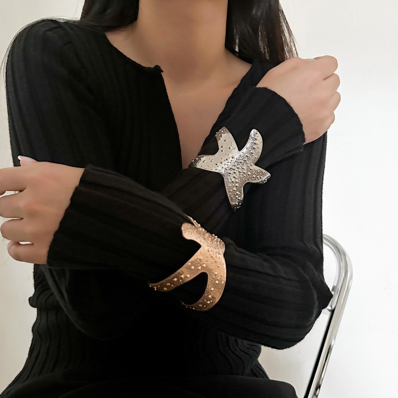 Estrella De Mar Mariposa Apertura Pulsera Anillo Conjunto Mayorista