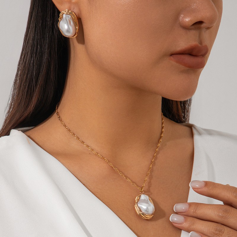 Perlas De Forma Especial Pendientes Collar Mayorista