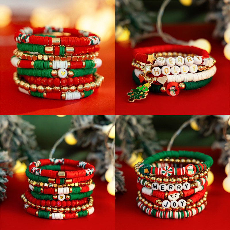 Alfabeto De Navidad Estrella De Cinco Puntas Conjunto De Pulsera Mayorista