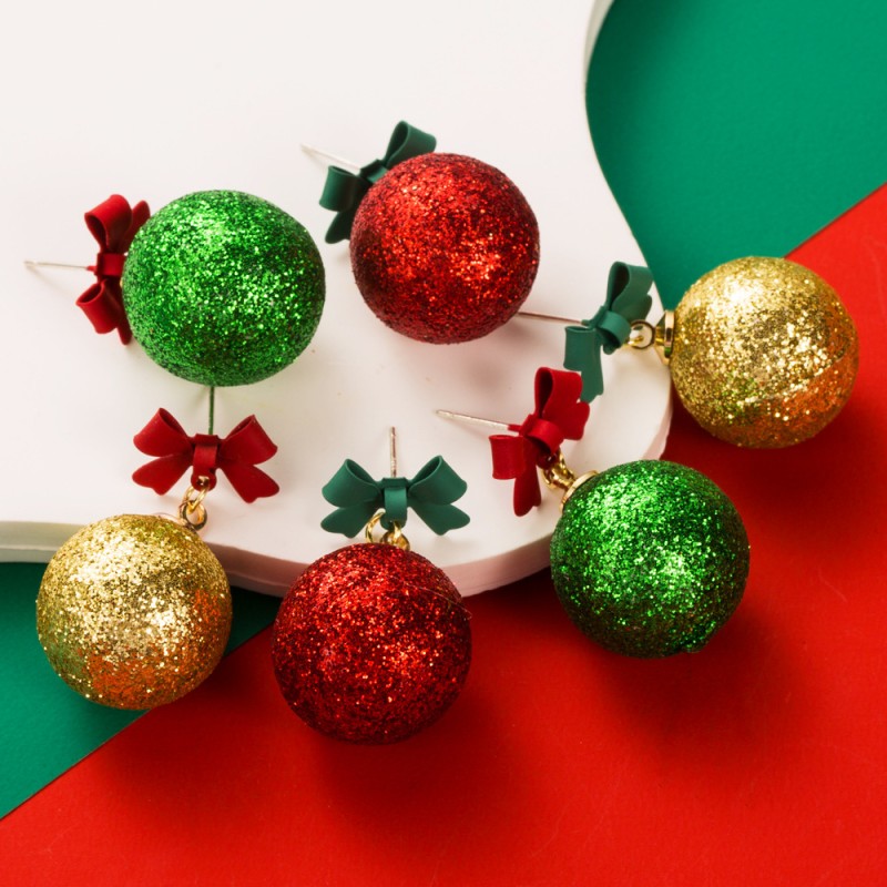 Arete Asimétrico Bola De Navidad Al Por Mayor