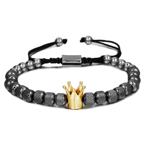 Pineapple Beads 6MM18 Black Gold Crown