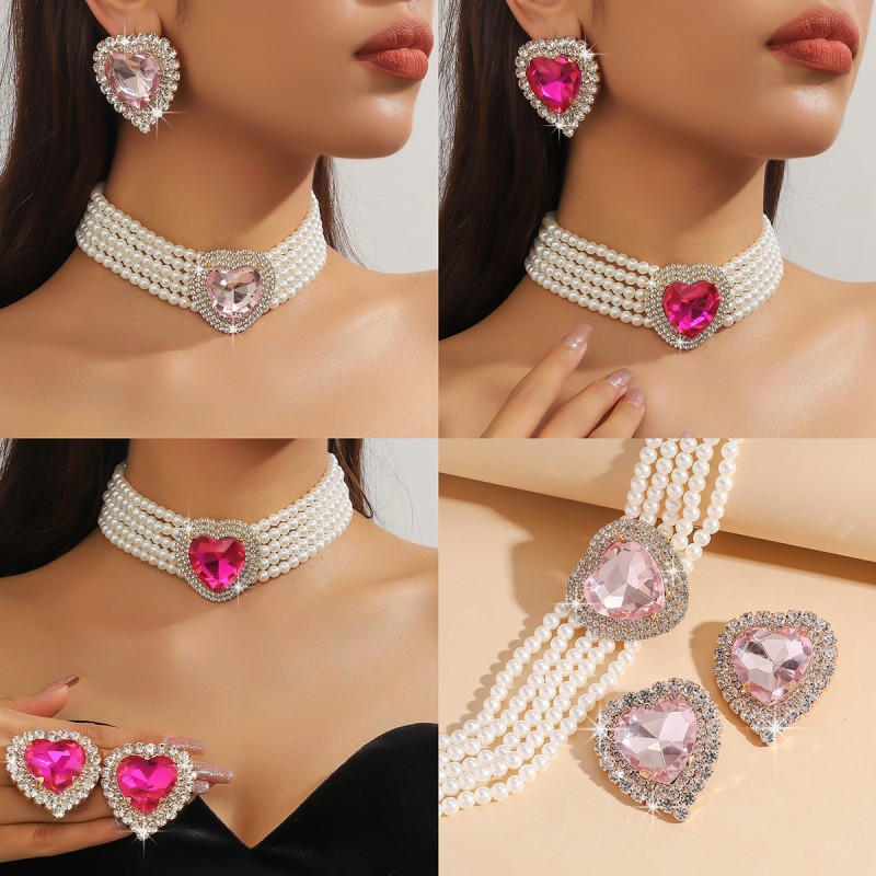 Multi-layer Pearl Peach Collar Earrings Wholesaler