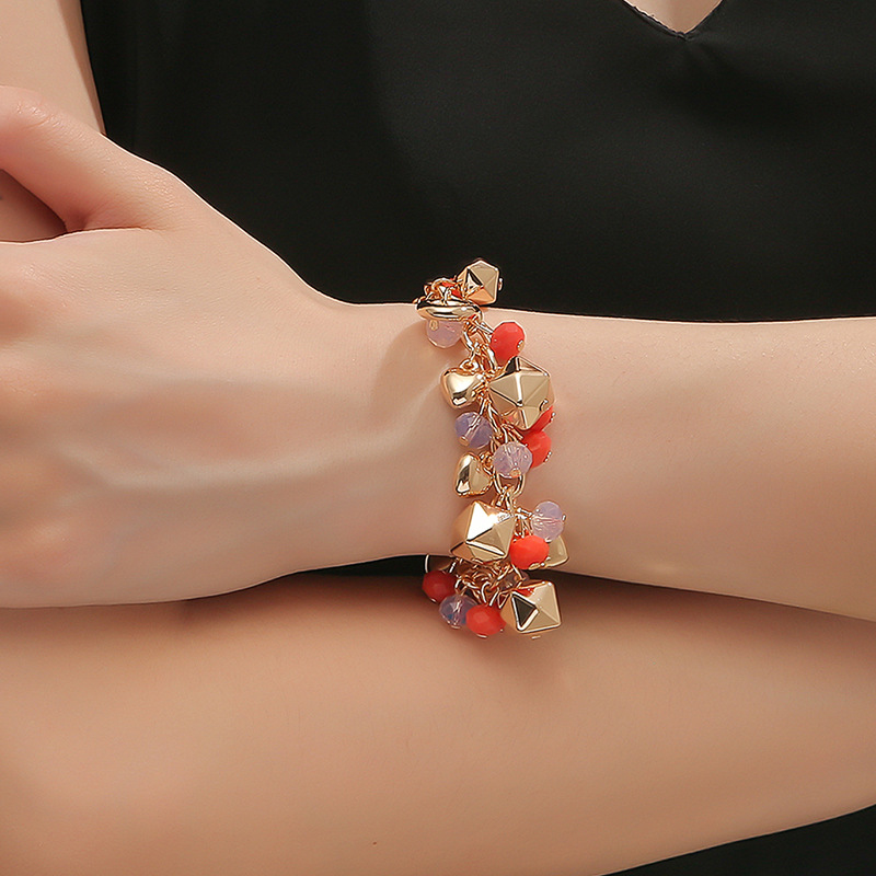 Pulsera De Cuentas Multicapa De Cristal Cuadrado Mayorista