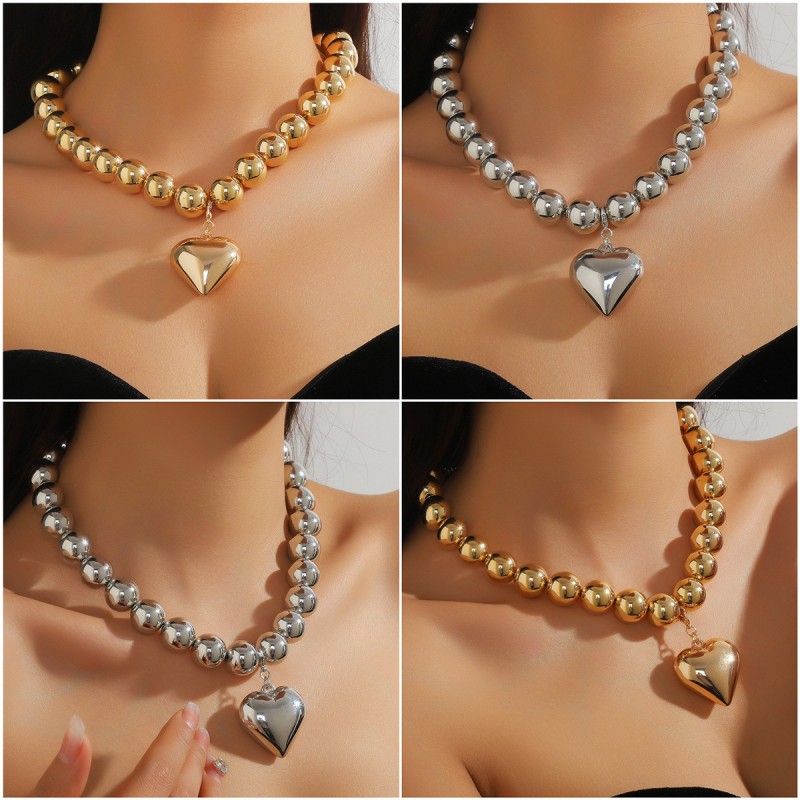 Gran Collar Colgante De Amor De Cuentas Redondas Mayorista