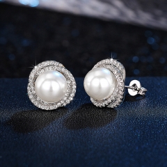 Mayorista De Pendientes De Perlas De Flores Envueltas En Circón
