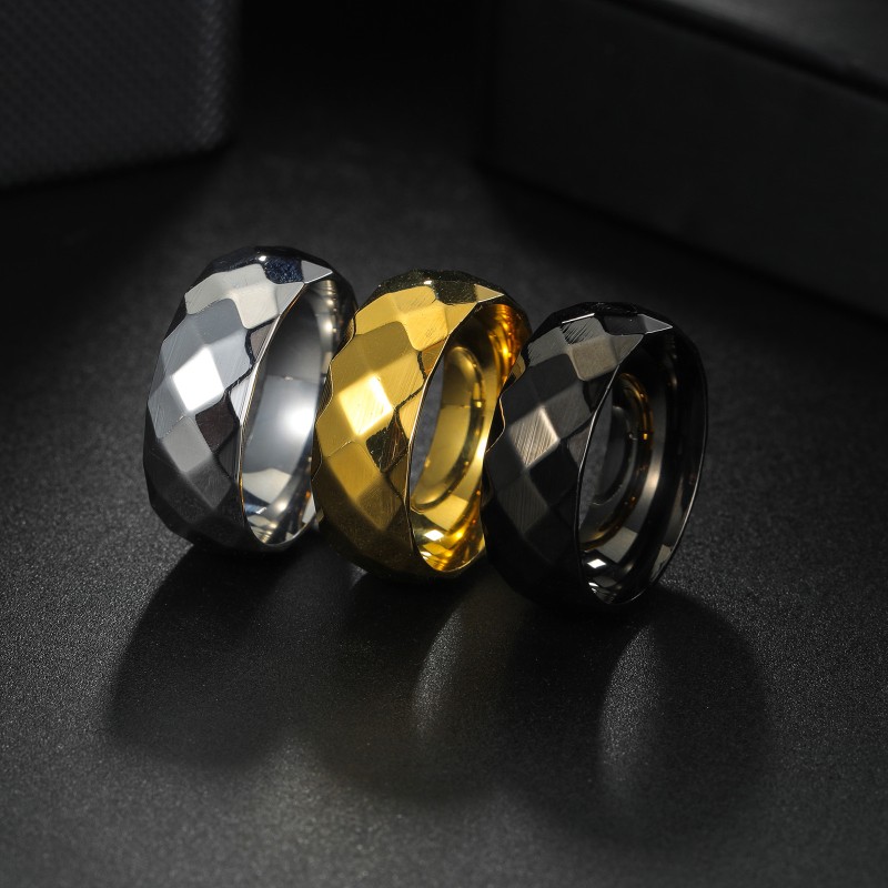 Anillo Geométrico Multifacético De Acero Inoxidable Para Hombre