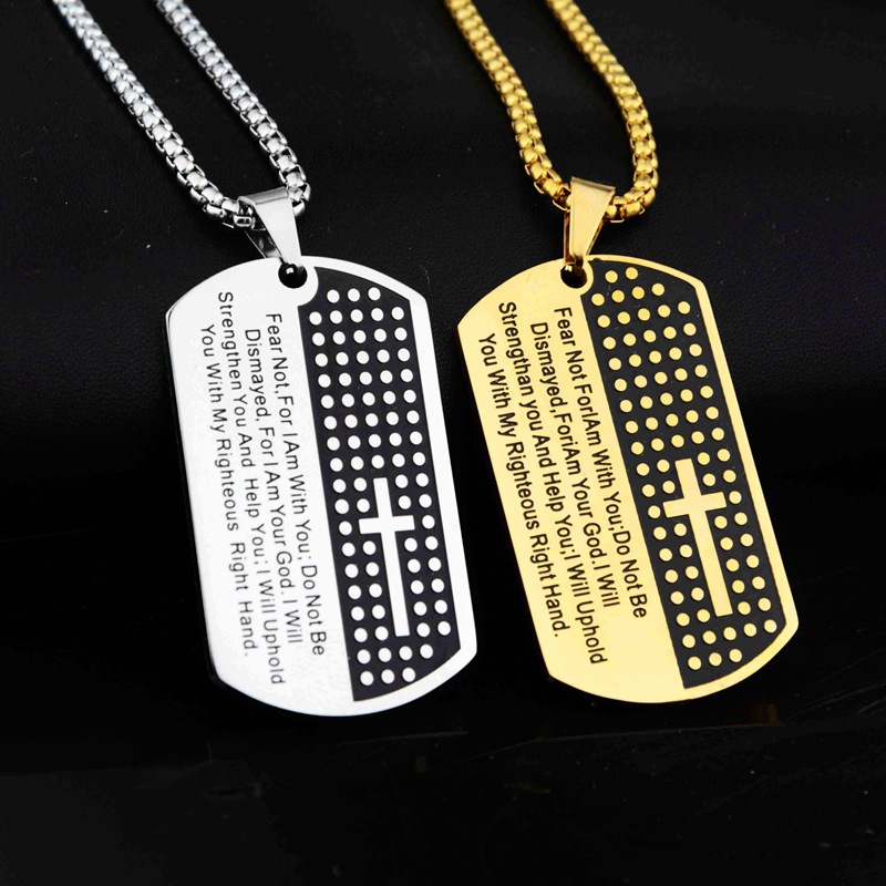 Collar De Cruz De Letras De Acero Inoxidable Al Por Mayor