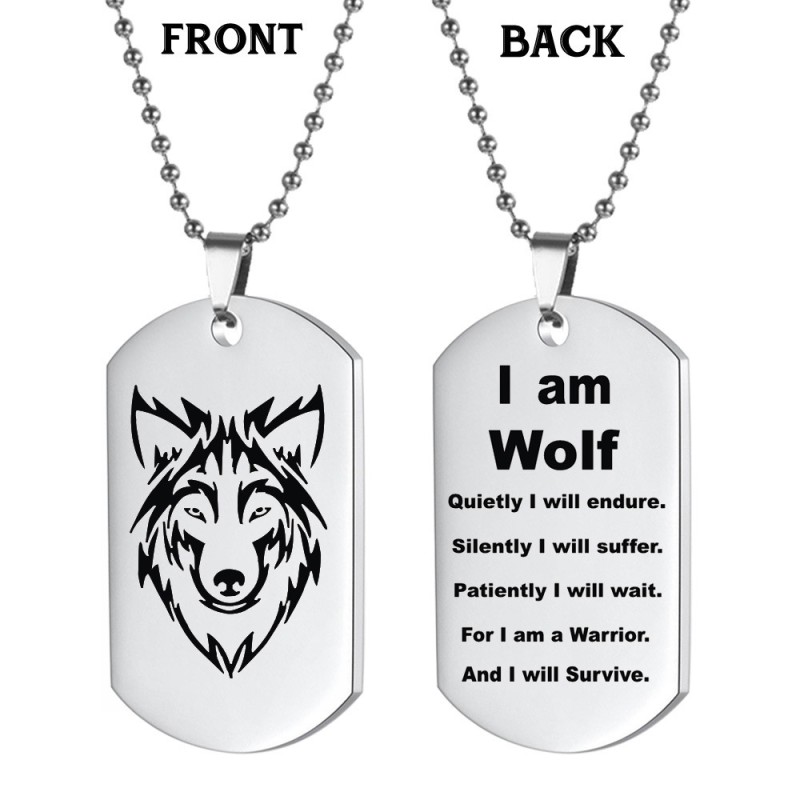 Cabeza De Lobo Collar De Letras De Doble Cara Llavero Mayorista
