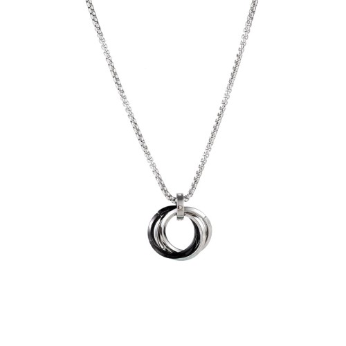 Black Square Pearl Chain With Three Rings